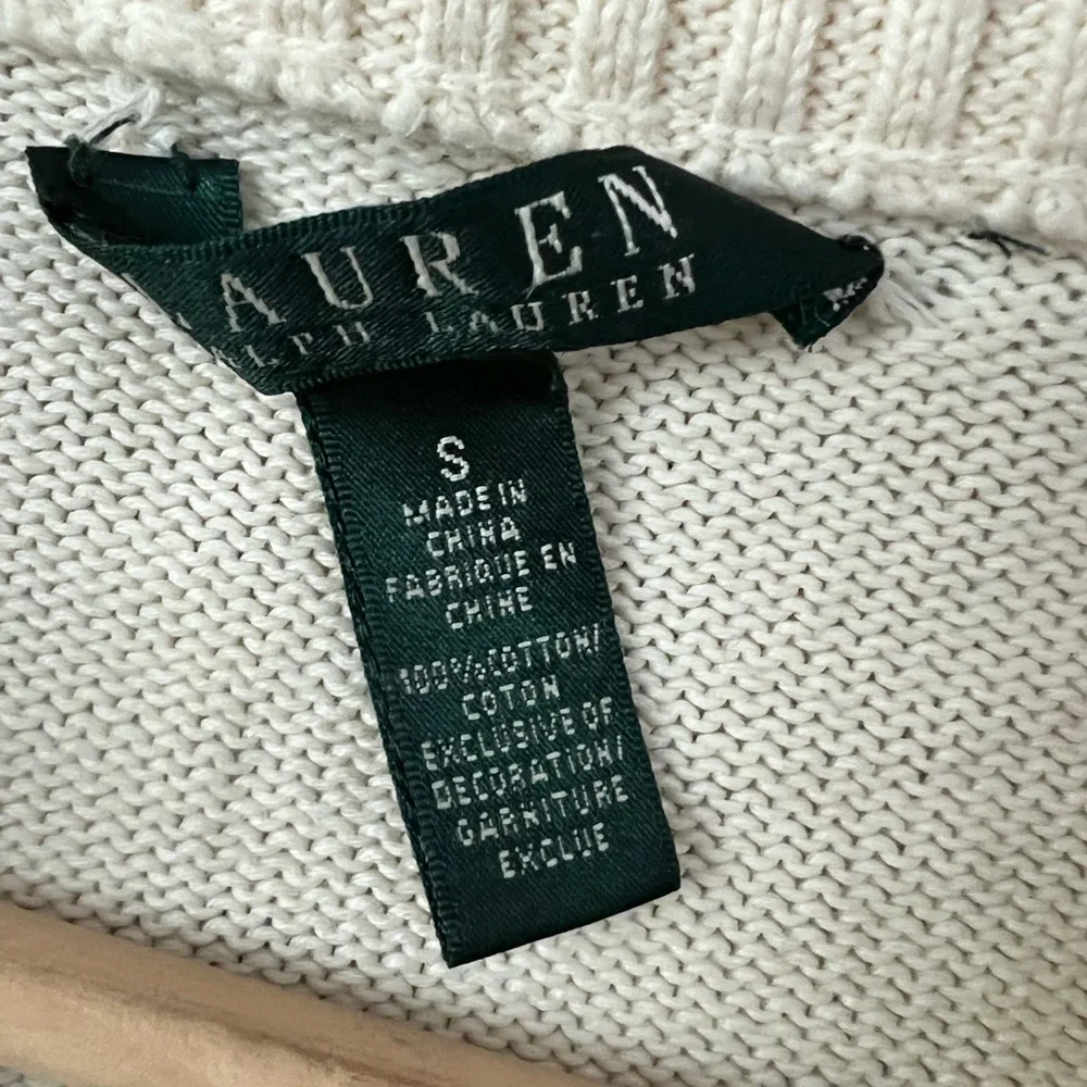 Vintage Rare Green Tag 90S Ralph Lauren Ivory Flag Knitted Sweater - Picture 12 of 15